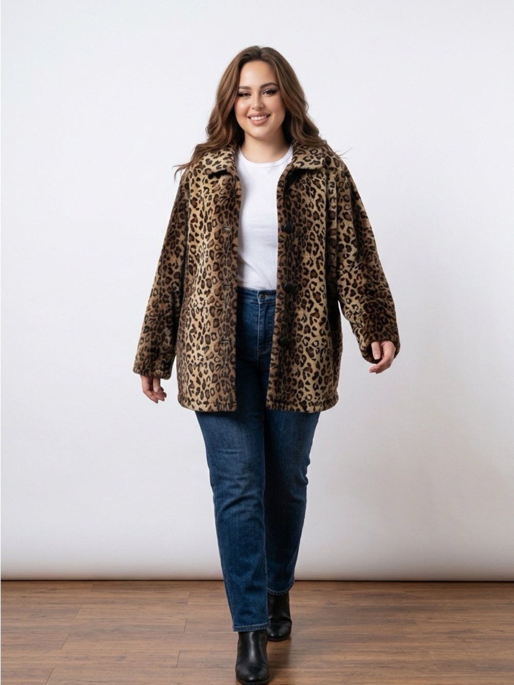 Reversible Faux Cheetah Fur Coat